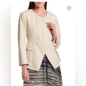 Donna Karan New York Cream Women's Blazer zipper bottom closure work attire  6